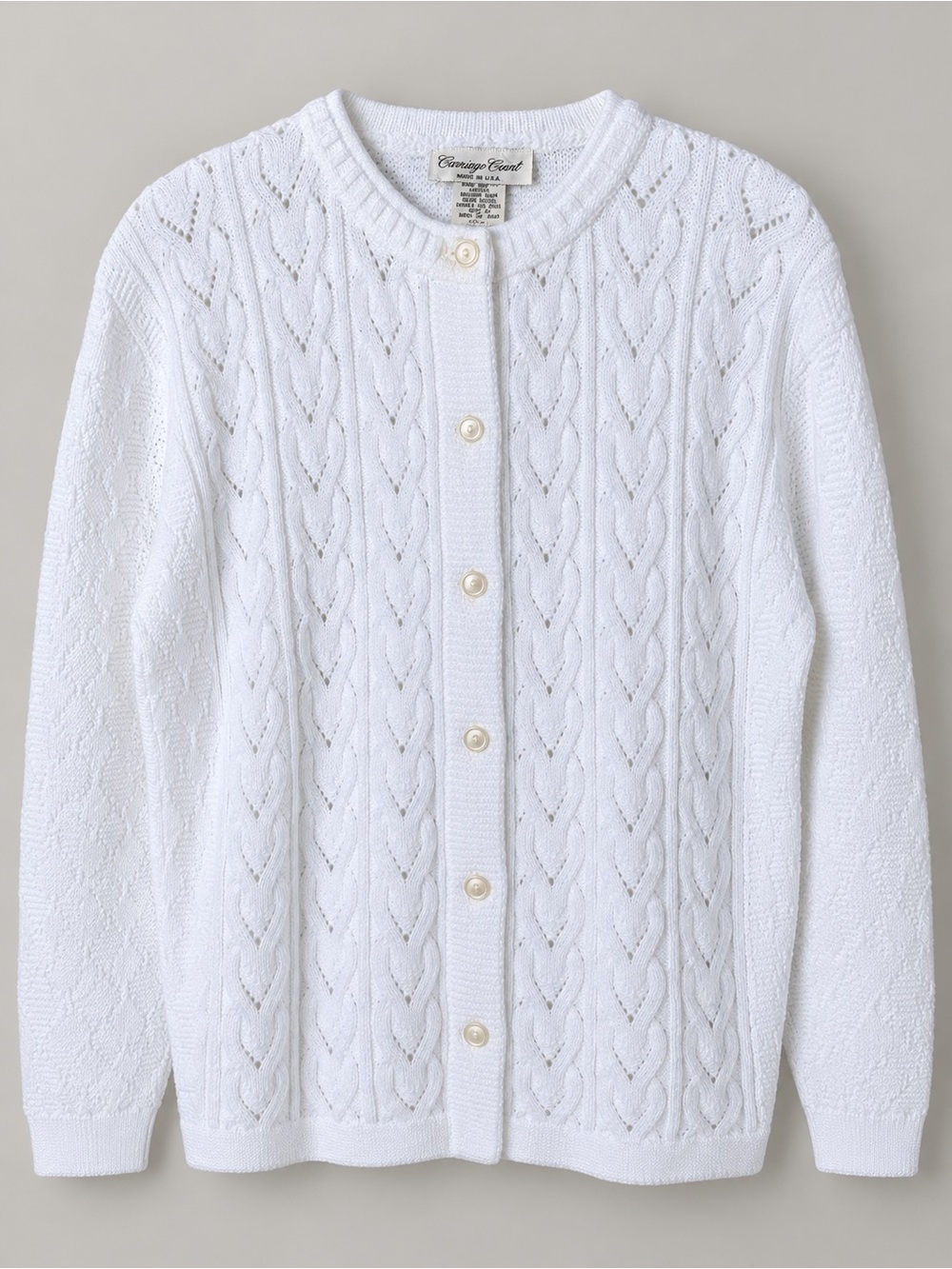 Classic White Cable-Knit Button Cardigan Sweater